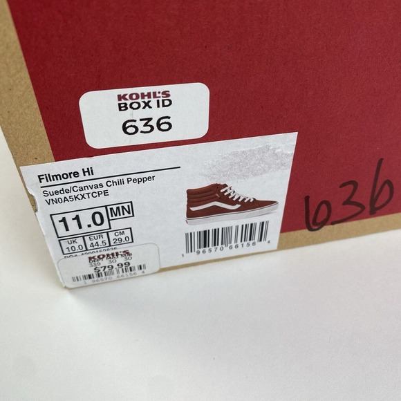 Vans Filmore Hi Suede & Canvas Sneakers Red Mens Size 11 Brand New - Picture 15 of 16